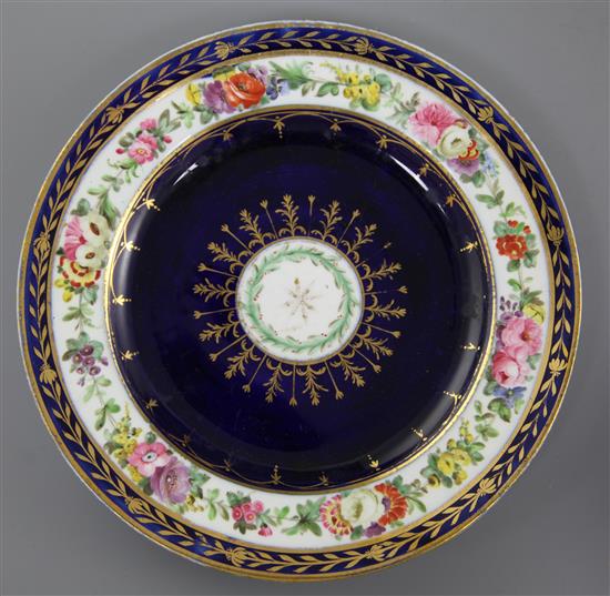 An English porcelain fourteen piece dessert service, early 19th century, 28cm